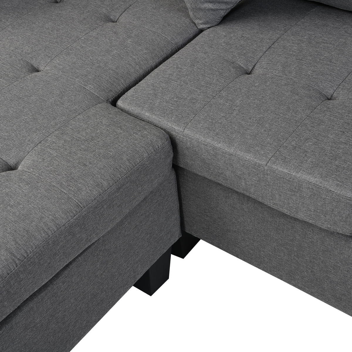 Sectional Sofa Set For Living Room With L Shape Chaise Lounge ,Cup Holder And Left Or Right Hand Chaise Modern 4 Seat Grey Fabric