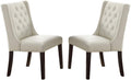 Modern Faux Leather White Tufted Set Of 2 Chairs Dining Seat Chair Birch Wood White Brown Dining Room Foam Contemporary,Modern Dining Chairs Birch Tufted Back Mdf