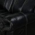 Home Theater Seating Manual Recliner With Cup Holder, Hide Away Storage, 2 Usb Ports And 2 Power Sockets For Living Room, Home Theater, Black Black Foam Pu