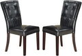 Modern Parson Chairs Black Faux Leather Tufted Set Of 2 Side Chairs Dining Seatings Black Brown Dining Room Contemporary,Modern Dining Chairs Birch Tufted Back Mdf