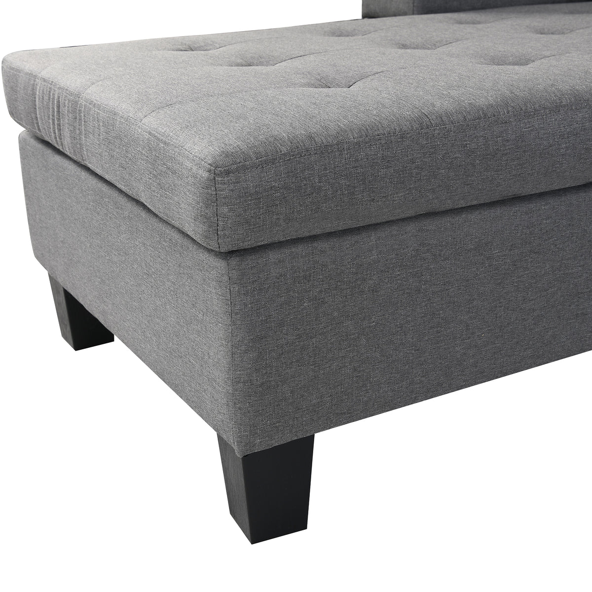 Sectional Sofa Set For Living Room With L Shape Chaise Lounge ,Cup Holder And Left Or Right Hand Chaise Modern 4 Seat Grey Fabric
