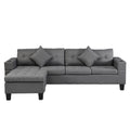 Sectional Sofa Set For Living Room With L Shape Chaise Lounge ,Cup Holder And Left Or Right Hand Chaise Modern 4 Seat Grey Fabric