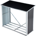 Log Storage Shed, Log Holder With Roof, Log Storage Shed, Firewood Rack For Backyard Garden Patio Porch, Anthracite Galvanized Steel 70.9
