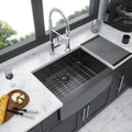 27 Gunmetal Black Farmhouse Sink 27*21*10 Inch Kitchen Sink Stainless Steel 16 Gauge Apron Front Kitchen Sink Gunmetal Black Stainless Steel