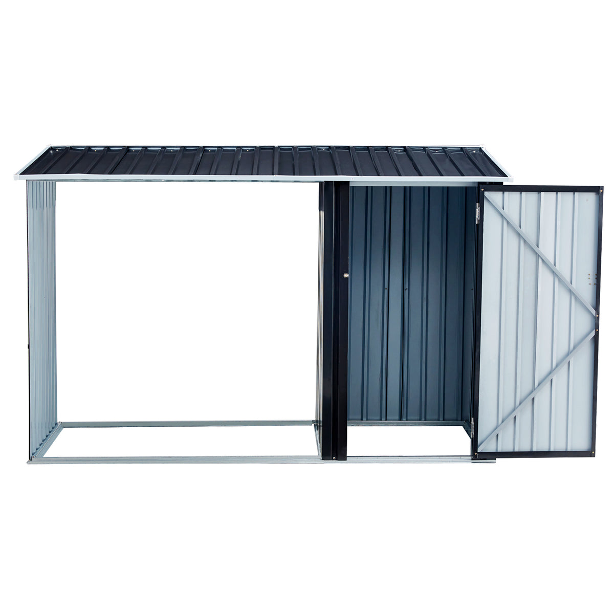 Firewood Storage Shed, Outdoor Firewood Rack, Outdoor Storage Shed With Log Holder, Firewood Shelter For Patio, Anthracite Galvanized Steel Dark Gray Steel