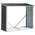 Log Storage Shed, Log Holder With Roof, Log Storage Shed, Firewood Rack For Backyard Garden Patio Porch, Anthracite Galvanized Steel 70.9