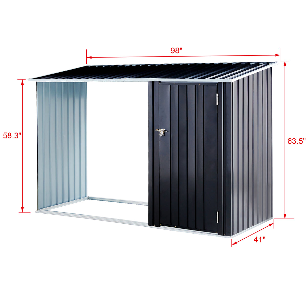 Firewood Storage Shed, Outdoor Firewood Rack, Outdoor Storage Shed With Log Holder, Firewood Shelter For Patio, Anthracite Galvanized Steel Dark Gray Steel