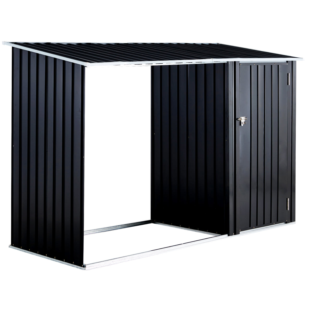 Firewood Storage Shed, Outdoor Firewood Rack, Outdoor Storage Shed With Log Holder, Firewood Shelter For Patio, Anthracite Galvanized Steel Dark Gray Steel