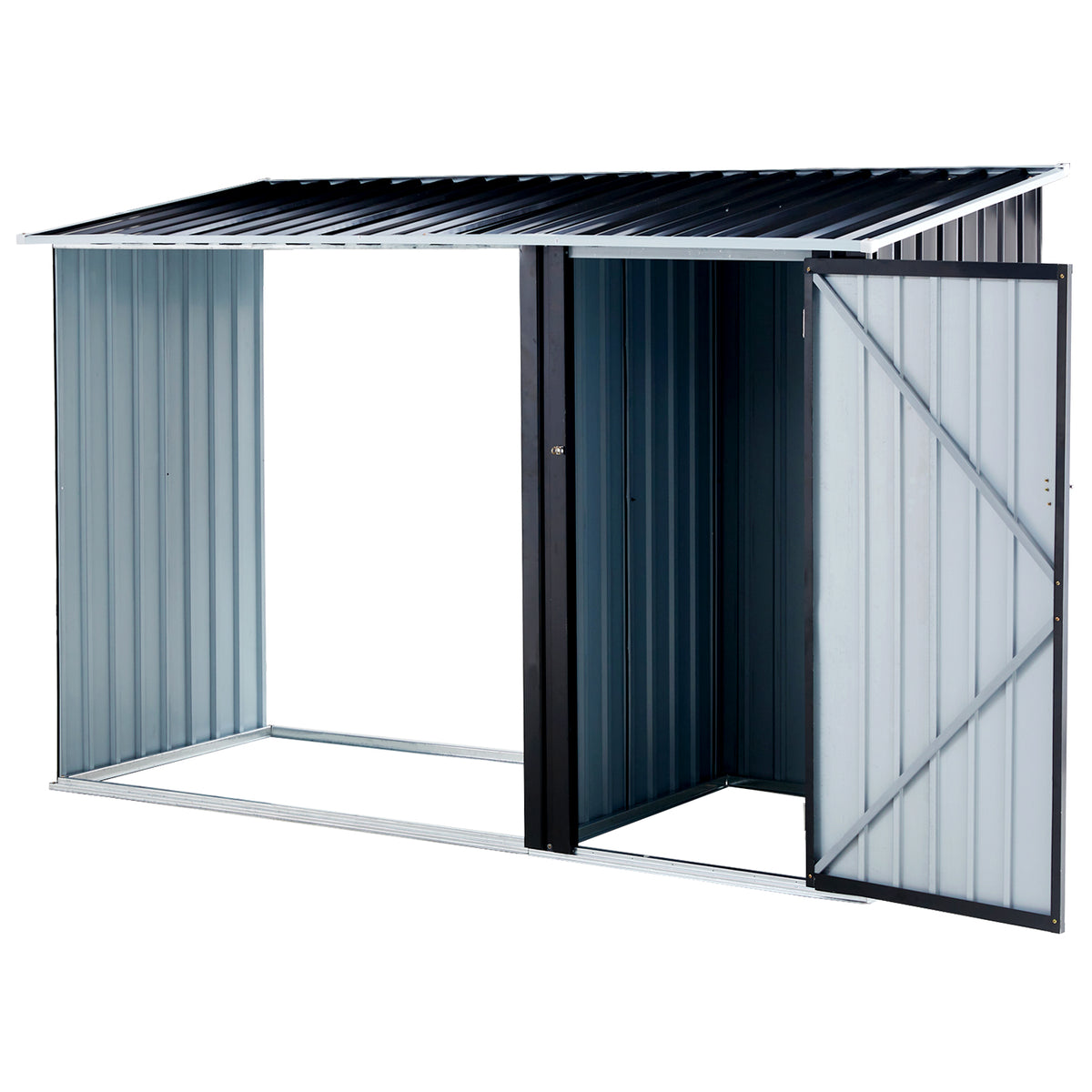 Firewood Storage Shed, Outdoor Firewood Rack, Outdoor Storage Shed With Log Holder, Firewood Shelter For Patio, Anthracite Galvanized Steel Dark Gray Steel