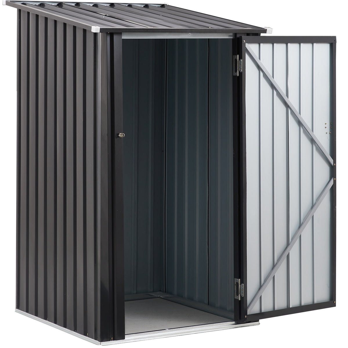 Outdoor Storage Shed, 3 X 3 Ft Metal Steel Garden Shed With Single Lockable Door, Small Shed Outdoor Steel Utility Tool Shed For Backyard Patio Garden Lawn Dark Gray Steel