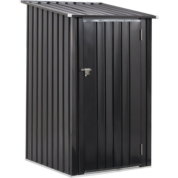 Outdoor Storage Shed, 3 X 3 Ft Metal Steel Garden Shed With Single Lockable Door, Small Shed Outdoor Steel Utility Tool Shed For Backyard Patio Garden Lawn Dark Gray Steel