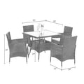 5 Pieces Pe Rattan Wicker Patio Dining Set With Grey Cushions Grey Wicker
