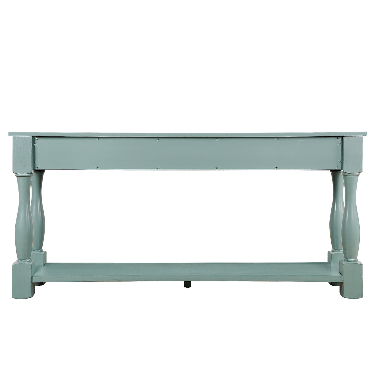 63Inch Long Wood Console Table With 3 Drawers And 1 Bottom Shelf For Entryway Hallway Easy Assembly Extra Thick Sofa Table Retro Blue Retro Blue Distressed Finish Primary Living Space American Design Pine Drawers Console Tables Pine