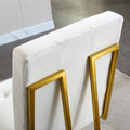 Modern Velvet Dining Chair Set Of 2, Tufted Design And Gold Finish Stainless Base Beige Velvet