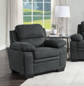 Plush Seating Chair 1Pc Dark Gray Textured Fabric Channel Tufting Solid Wood Frame Modern Living Room Furniture Dark Gray Primary Living Space Contemporary Solid Wood