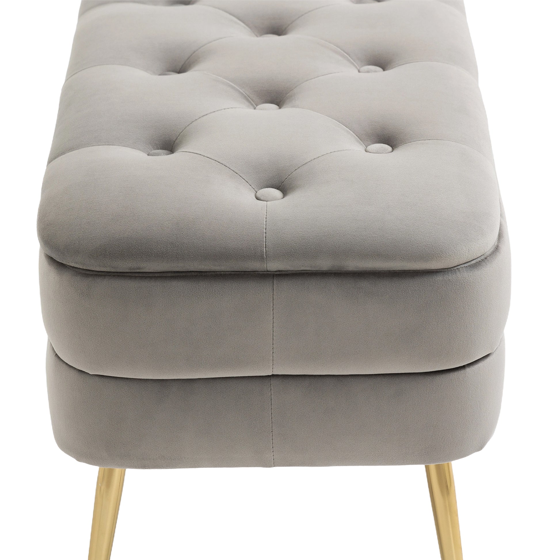 Coolmore Storage Ottoman, Bedroom End Bench,Upholstered Fabric Storage Ottoman With Safety Hinge, Entryway Padded Footstool, Ottoman Bench For Living Room & Bedroom Gray Velvet