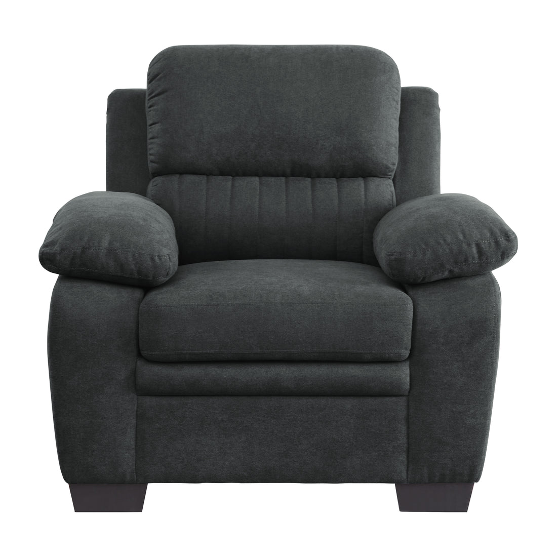 Plush Seating Chair 1Pc Dark Gray Textured Fabric Channel Tufting Solid Wood Frame Modern Living Room Furniture Dark Gray Primary Living Space Contemporary Solid Wood