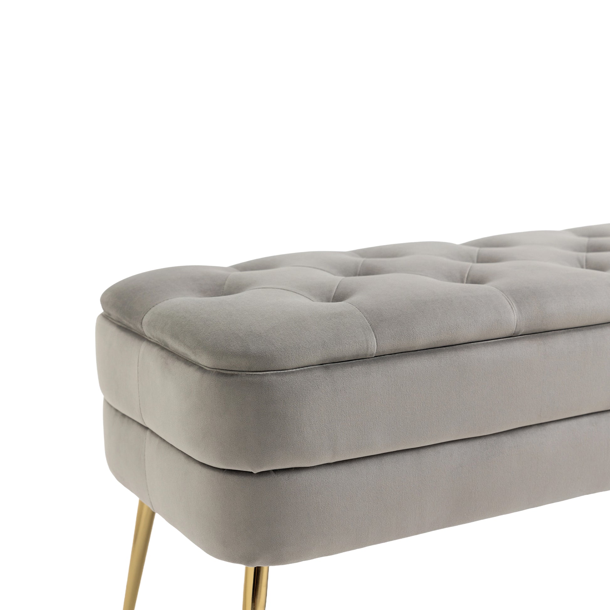 Coolmore Storage Ottoman, Bedroom End Bench,Upholstered Fabric Storage Ottoman With Safety Hinge, Entryway Padded Footstool, Ottoman Bench For Living Room & Bedroom Gray Velvet