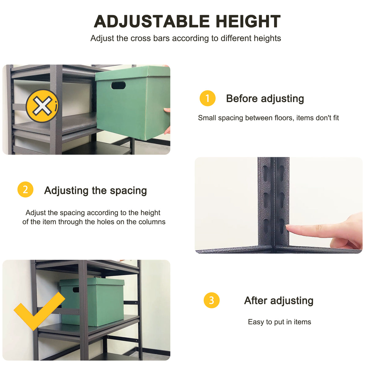 Storage Shelves 5 Tier Heavy Duty Metal Shelving Unit Adjustable Shelving Units And Storage Rack Kitchen Garage Shelf H72 * W47.2 * D23.6 5 Dark Gray Standard Vertical Kitchen Open Back Metal