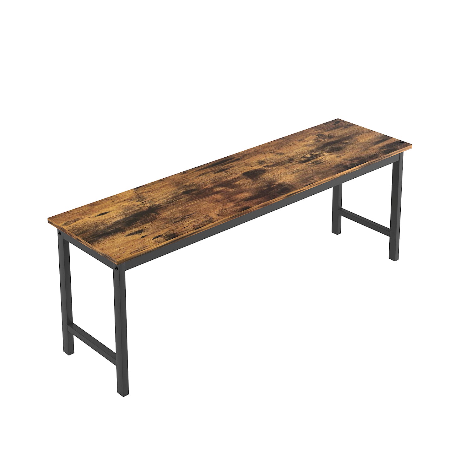 3 Pieces Farmhouse Kitchen Table Set With Two Benches, Metal Frame And Mdf Board Brown Mdf