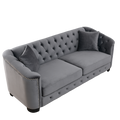 3 Seater 3 Seater Combination Sofa.Velvet Grey Grey Foam Velvet 6 Seat