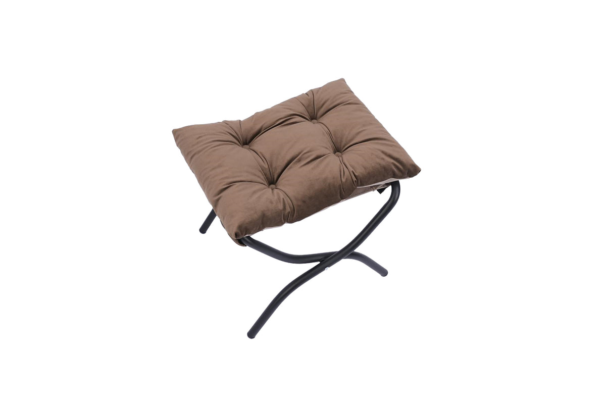 Living Room Chairs Modern Cotton Fabric Lazy Chair, Accent Contemporary Lounge Chair, Single Steel Frame Leisure Sofa Chair With Armrests And A Side Pocket Brown ,With Ottoman ,With Footrest Brown Polyester Metal Soft Polyester Fiber Pad Fabric 1 Seat