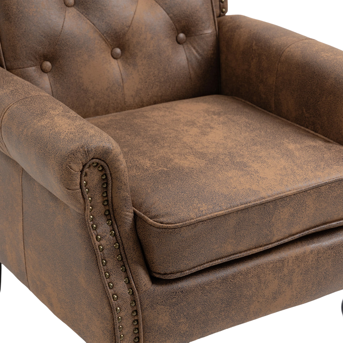 Coolmore Wood Frame Armchair, Modern Accent Chair Lounge Chair With Sturdy Wood Legs For Living Room Bedroom Coffee Pu Coffee Foam Microsuede