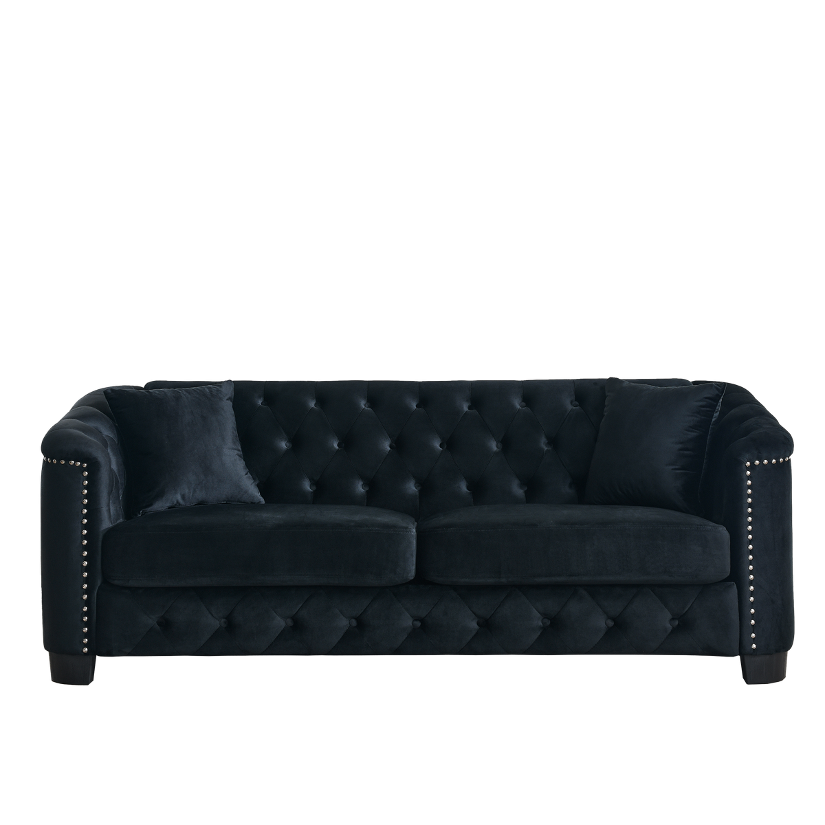 3 Seater 3 Seater Combination Sofa.Velvet Black Black Foam Velvet 6 Seat
