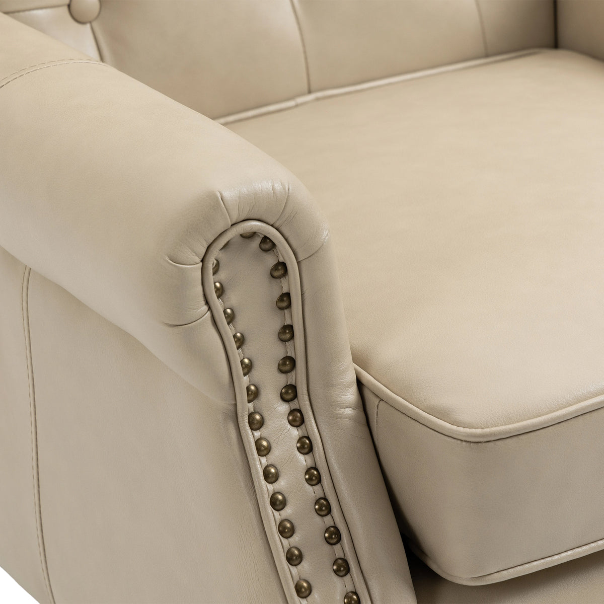 Coolmore Wood Frame Armchair, Modern Accent Chair Lounge Chair With Sturdy Wood Legs For Living Room Bedroom Camel Pu Camel Foam Pu Leather