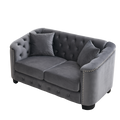 59 Inch Modern Chesterfield Velvet Sofa, 2 Seater Sofa, Upholstered Tufted Backrests With Arms And 2 Cushions For Living Room, Bedroom, Apartment, Office Grey Grey Primary Living Space Foam Velvet 2 Seat