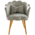 Velvet Wooden Foot Casual Lotus Chair With Waist Pillow Grey Grey Cotton Metal & Wood
