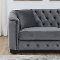 3 Seater 3 Seater Combination Sofa.Velvet Grey Grey Foam Velvet 6 Seat
