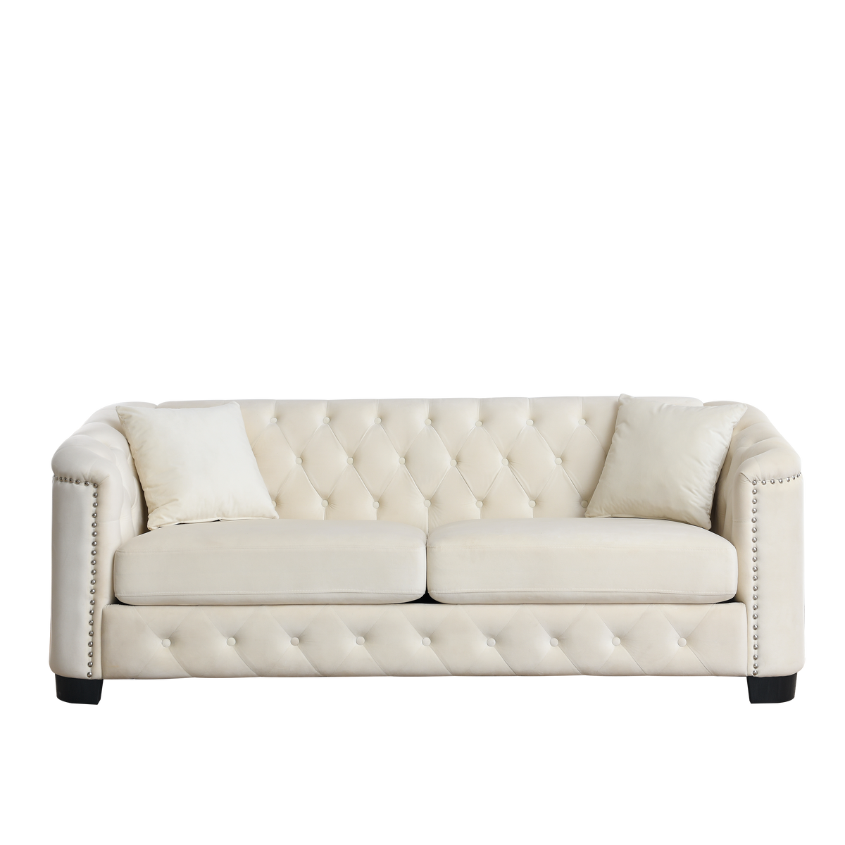 3 Seater 3 Seater Combination Sofa.Velvet Beige Beige Foam Velvet 6 Seat