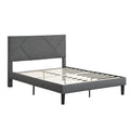Queen Size Upholstered Platform Bed Frame ,Wood Slat Support, Easy Assembly,Grey Grey Linen