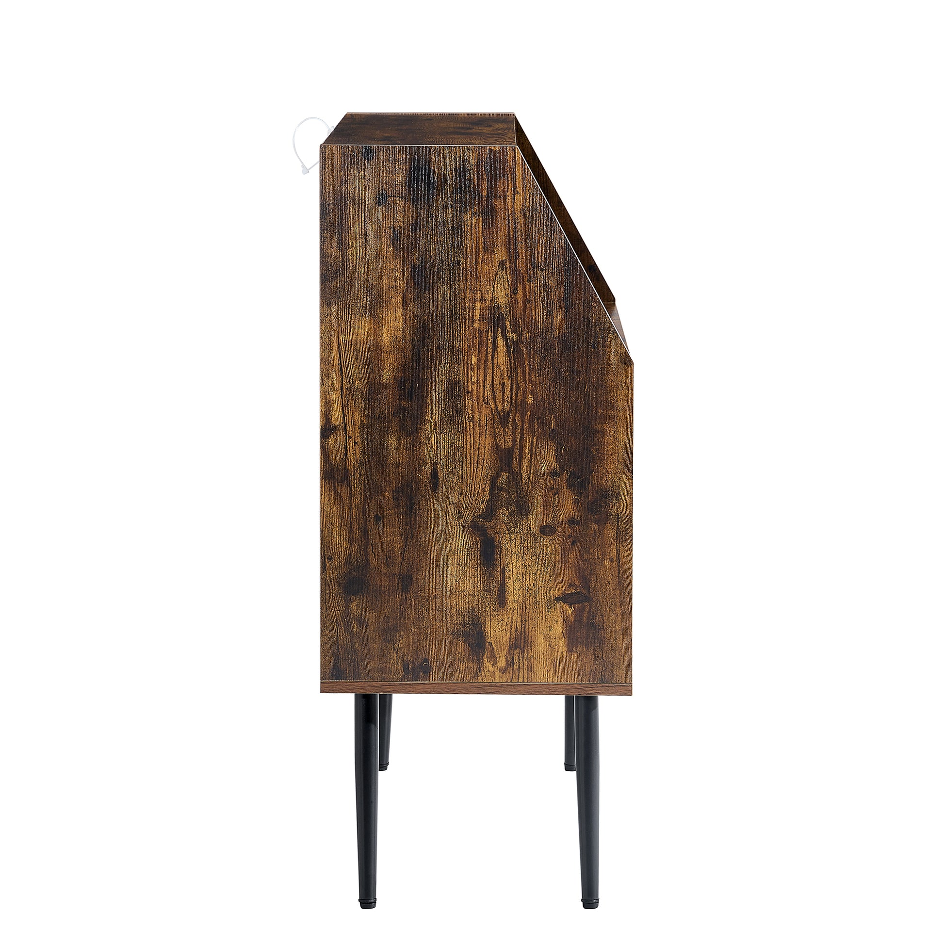 Sideboard, Bufft Cabinet, Side Dining Table, Glass Door, 1Pc Per Ctn, Brown, Industry Brown Mdf Glass