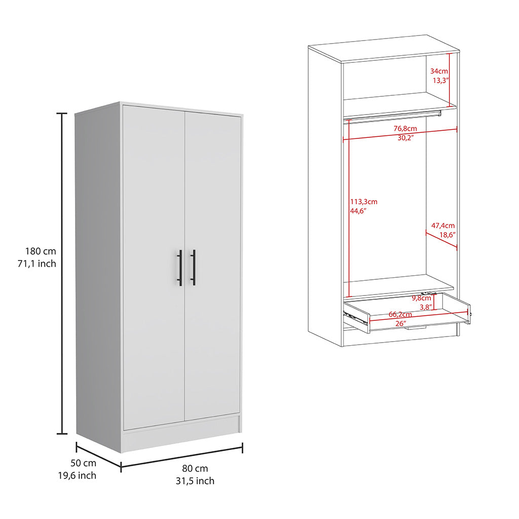Midval 2 Piece Bedroom Set, Armoire Dresser, White Queen White White 2 Piece Set Bedroom Dresser Included Engineered Wood
