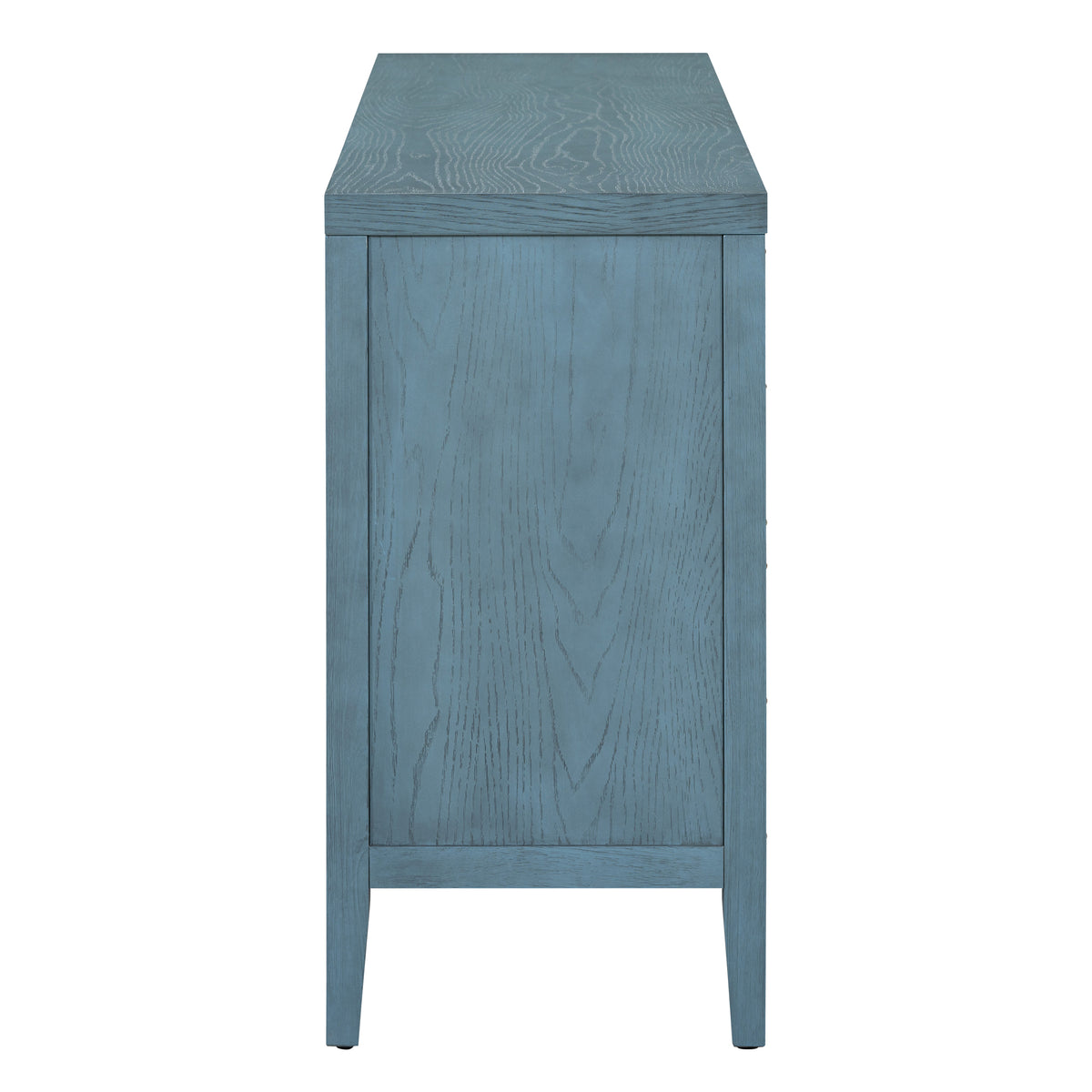 Retro Sideboard Door With Circular Groove Design Round Metal Door Handle For Entrance, Dinning Room, Living Room Antique Blue Antique Blue Mdf