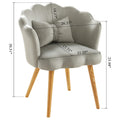 Velvet Wooden Foot Casual Lotus Chair With Waist Pillow Grey Grey Cotton Metal & Wood