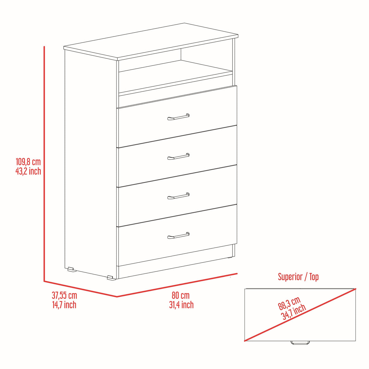 Midval 2 Piece Bedroom Set, Armoire Dresser, White Queen White White 2 Piece Set Bedroom Dresser Included Engineered Wood
