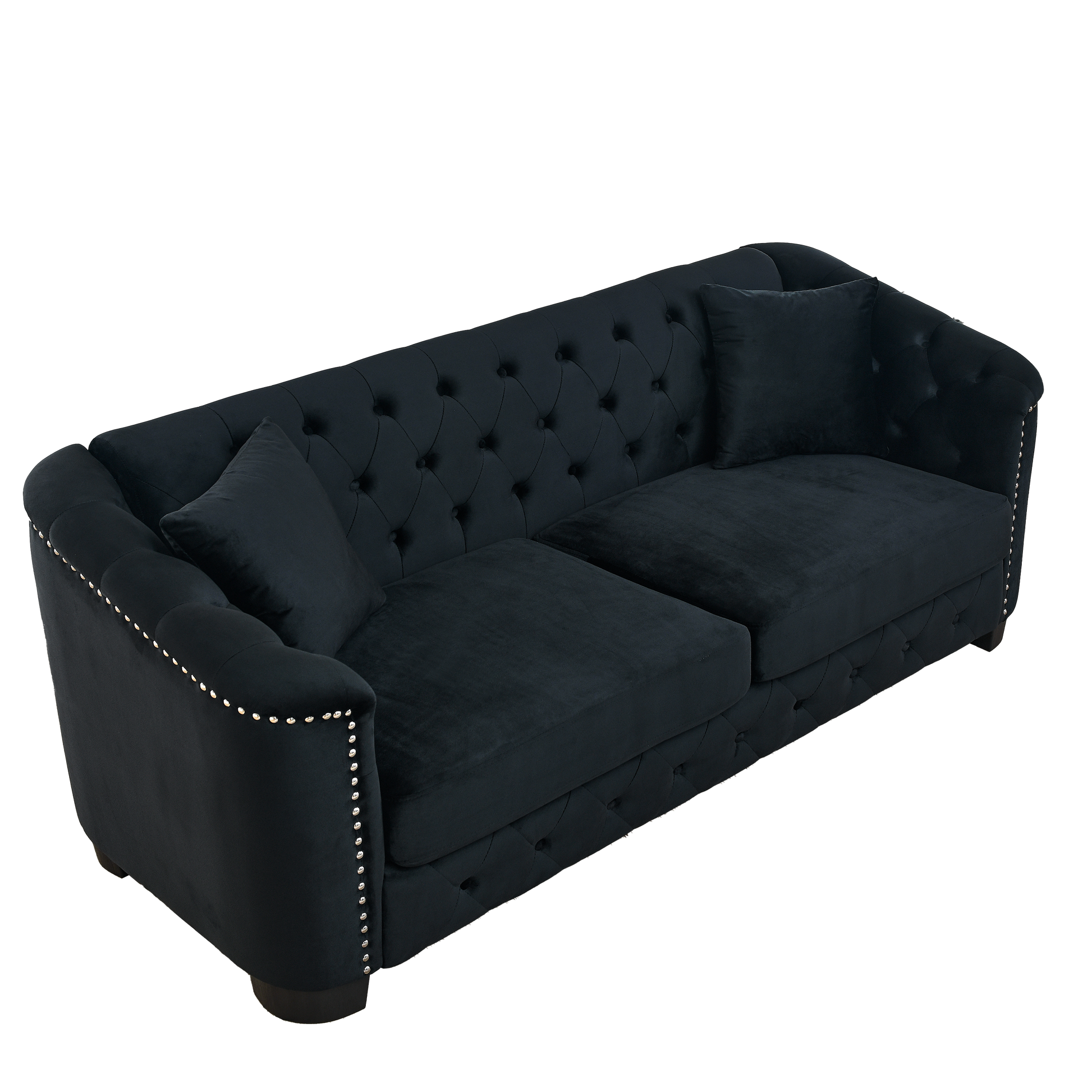 3 Seater 2 Seater Combination Sofa.Velvet Black Black Foam Velvet 5 Seat