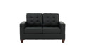 Living Room Furniture 2Pc Sofa Set Black Faux Leather Tufted Sofa Loveseat W Pillows Cushion Couch Black Faux Leather Wood Primary Living Space Tufted Back Contemporary,Modern Pine Square Arms Particle Board 4 Seat