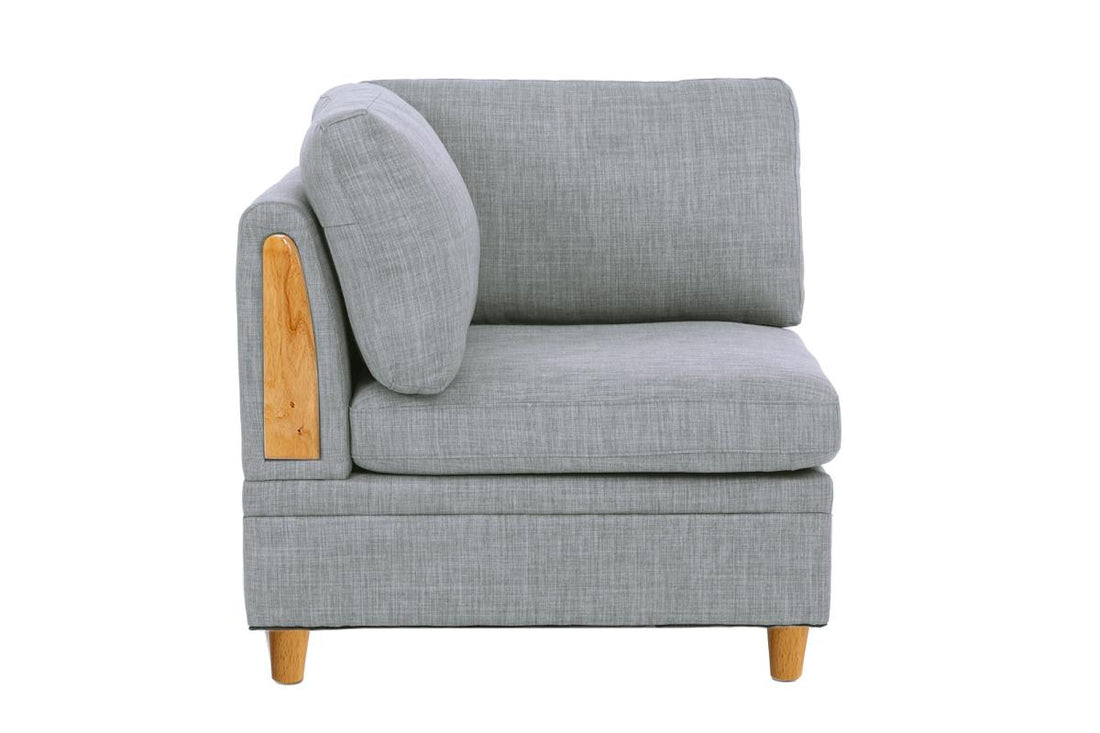 Living Room Furniture Corner Wedge Light Grey Dorris Fabric 1Pc Cushion Wedge Sofa Wooden Legs Light Grey Primary Living Space Contemporary,Transitional Fabric
