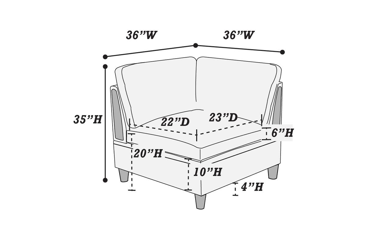 Living Room Furniture Corner Wedge Steel Color Dorris Fabric 1Pc Cushion Wedge Sofa Wooden Legs Grey Mix Primary Living Space Contemporary,Transitional Fabric