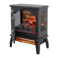 18 Inch 3D Flame Electric Infrared Quartz Fireplace Stove With Remote Control Powder Coated Electric Yes Antique Black Vent Free Yes Freestanding Tempered Glass Sheet Metal Electric