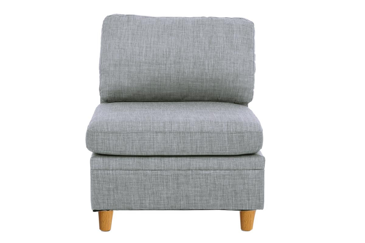Living Room Furniture Armless Chair Light Grey Dorris Fabric 1Pc Cushion Armless Chair Wooden Legs Light Grey Primary Living Space Contemporary,Modern,Transitional Fabric