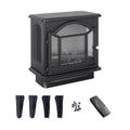 18 Inch 3D Flame Electric Infrared Quartz Fireplace Stove With Remote Control Powder Coated Electric Yes Antique Black Vent Free Yes Freestanding Tempered Glass Sheet Metal Electric