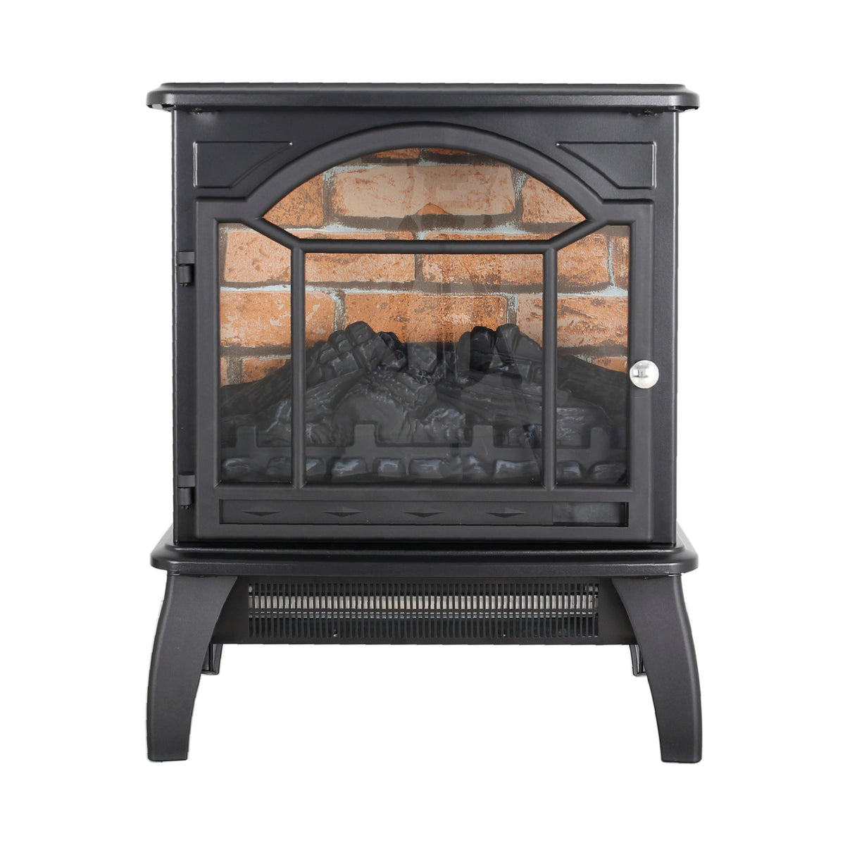 18 Inch 3D Flame Electric Infrared Quartz Fireplace Stove With Remote Control Powder Coated Electric Yes Antique Black Vent Free Yes Freestanding Tempered Glass Sheet Metal Electric
