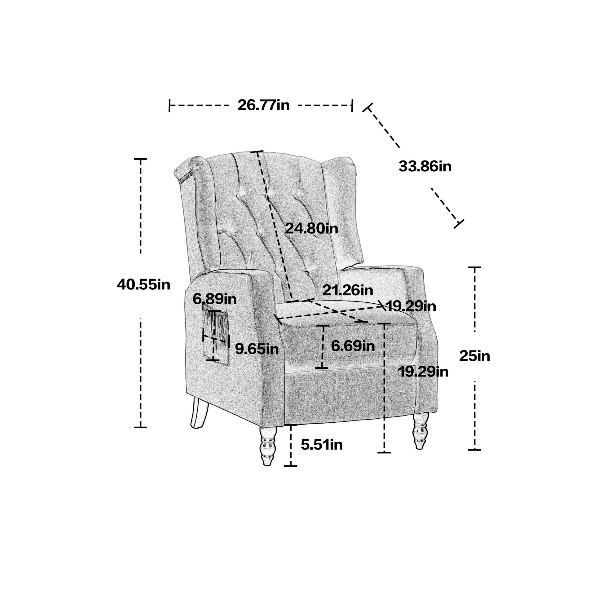 Coolmore Modern Comfortable Upholstered Leisurechair Recliner Chair For Living Room Rose Red Primary Living Space Rubberwood Foam Linen