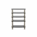 5 Tier Tempered Glass Side Table Stainless Steel Frame End Table For Living Room, Bedroom, Black Black Tempered Glass
