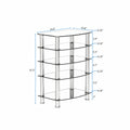 5 Tier Tempered Glass Side Table Stainless Steel Frame End Table For Living Room, Bedroom, Black Black Tempered Glass